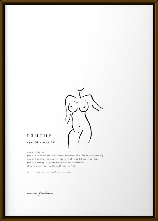 Taurus - 'Naked' Zodiac Print