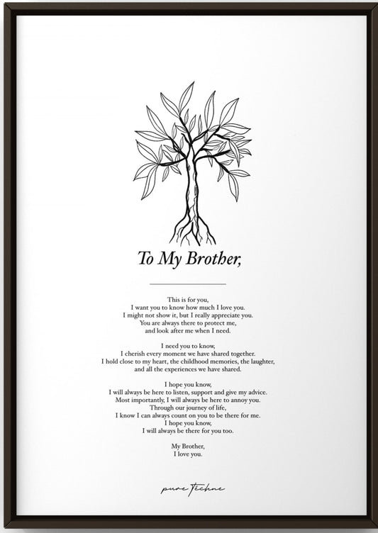 personalised artwork for brother, meaningful words