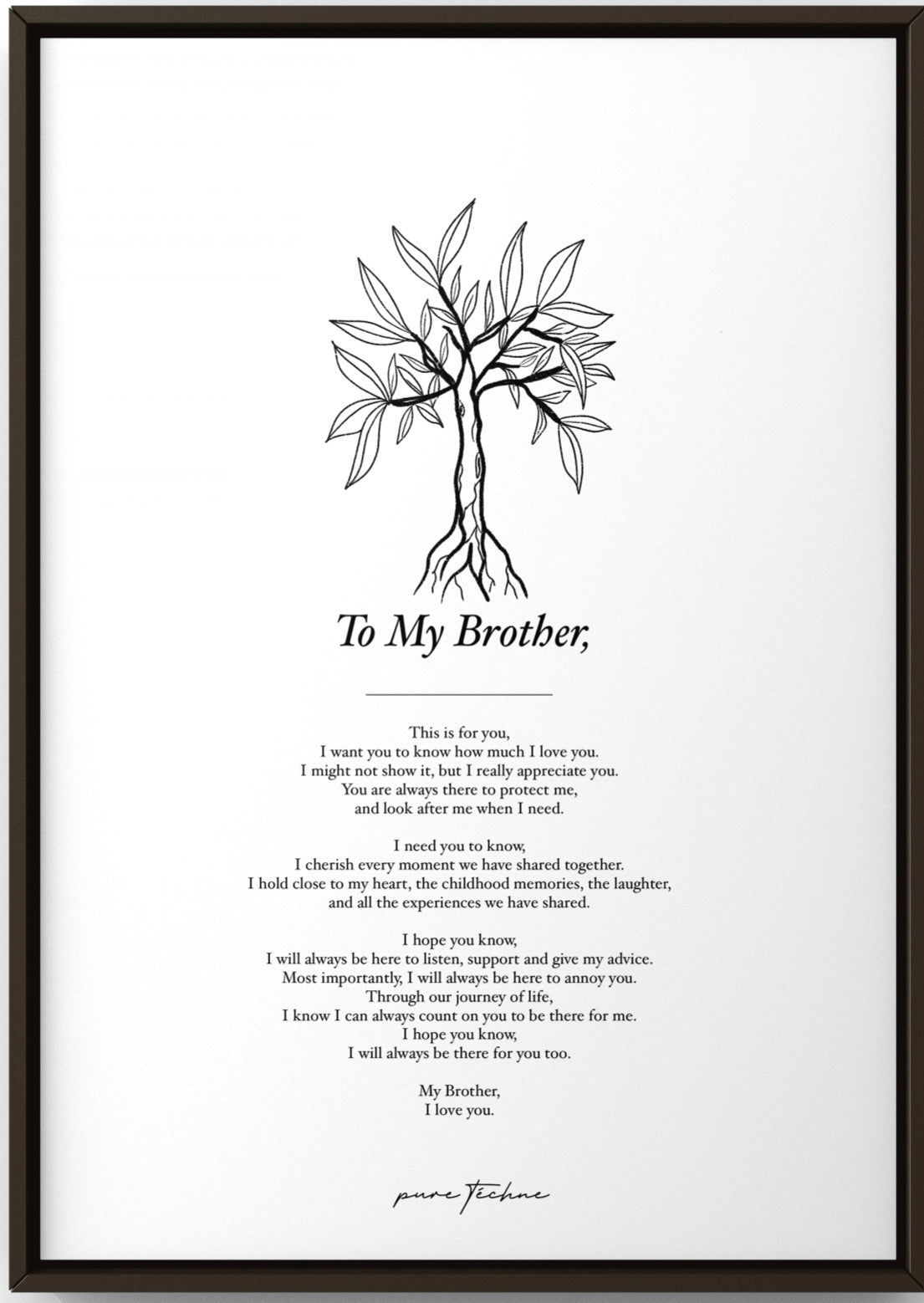 personalised artwork for brother, meaningful words