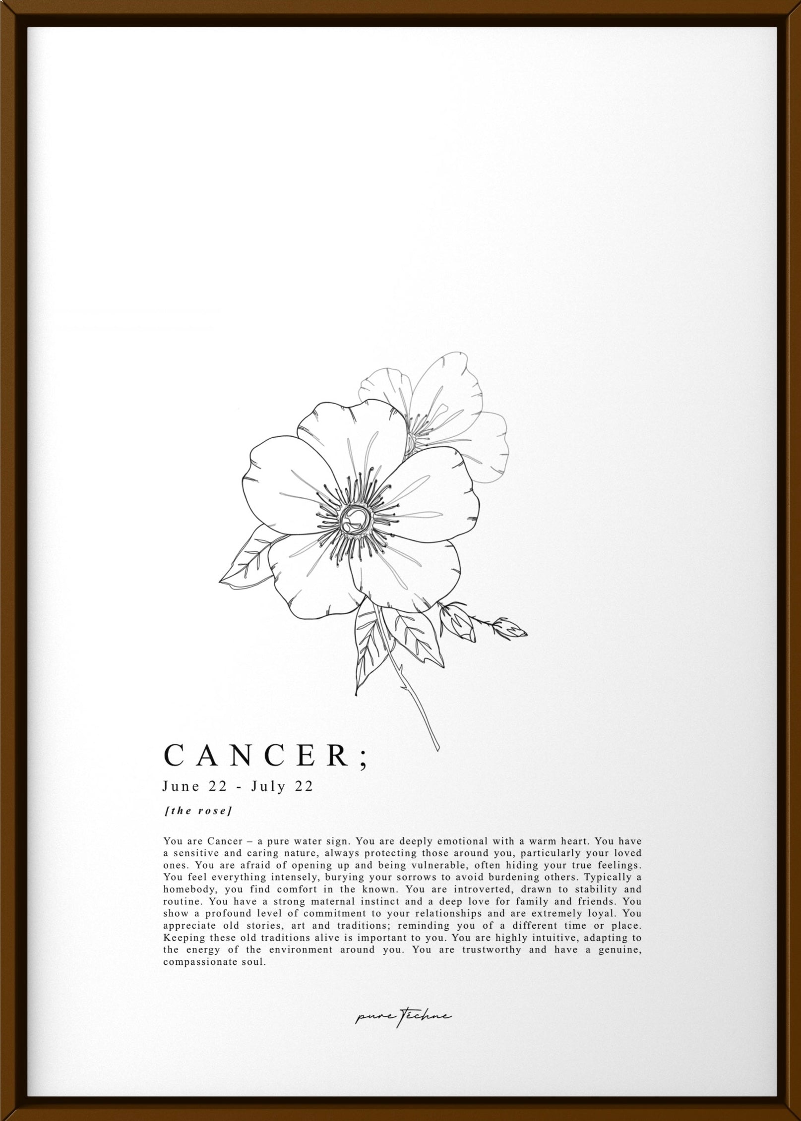 cancer zodiac print with zodiac flower